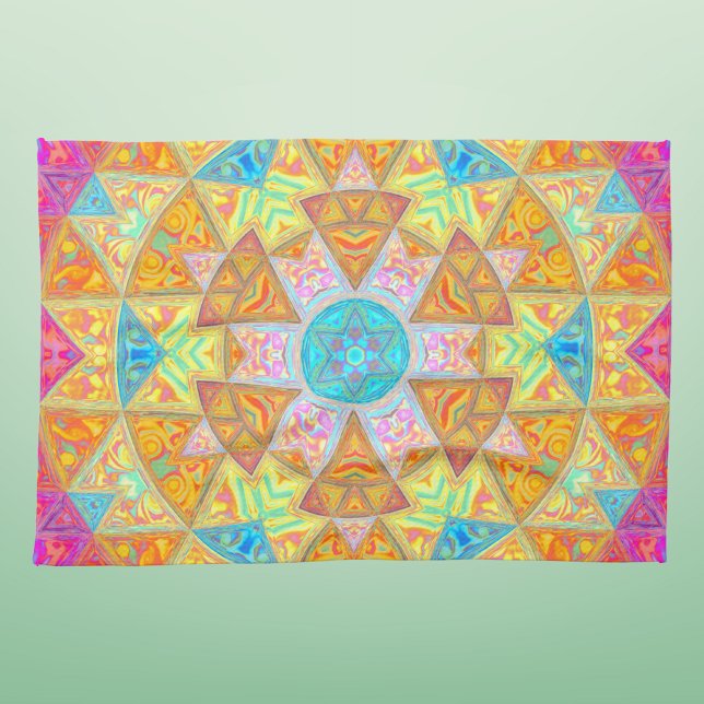 Paño De Cocina Mandala amarilla rosa y azul (Subido por el creador)