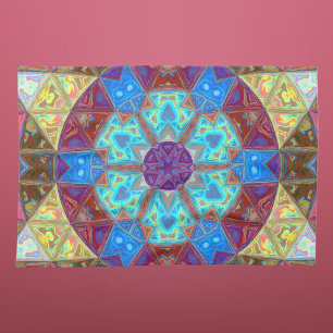 Paño De Cocina Mandala azul rosa y amarillo