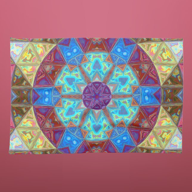 Paño De Cocina Mandala azul rosa y amarillo (Subido por el creador)