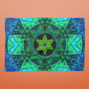 Paño De Cocina Mandala azul y verde