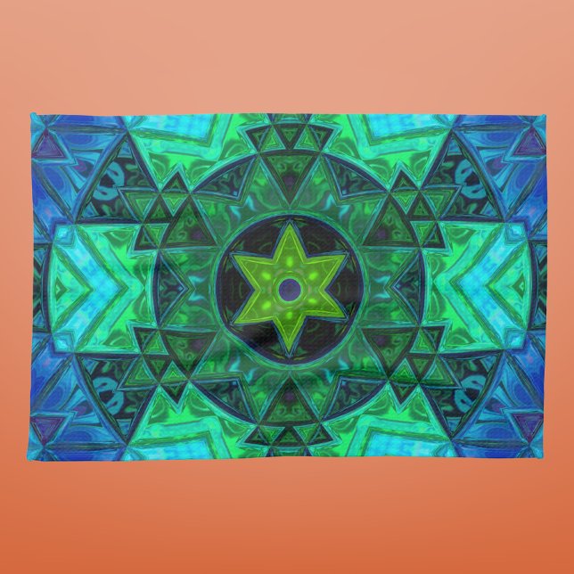 Paño De Cocina Mandala azul y verde (Subido por el creador)