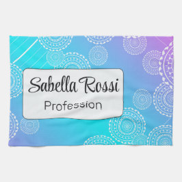 Paño De Cocina Mandala blanca en Aqua mezcla rosa arcoiris blanco