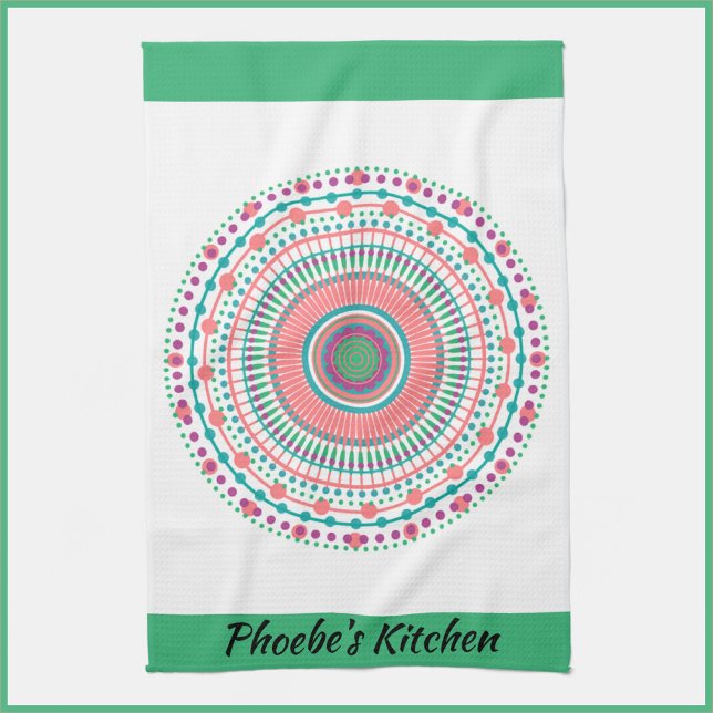Paño De Cocina Mandala color rosa y pastel verde (Subido por el creador)