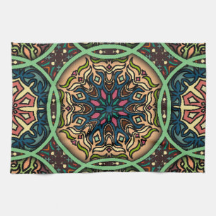 Paño De Cocina Mandala colorida: Mano floral vintage dibujada