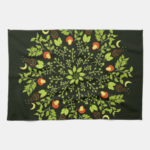 Paño De Cocina Mandala de bruja verde - Pociones y hongos