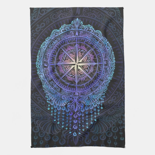 Paño De Cocina Mandala de brújula celeste (Vertical)