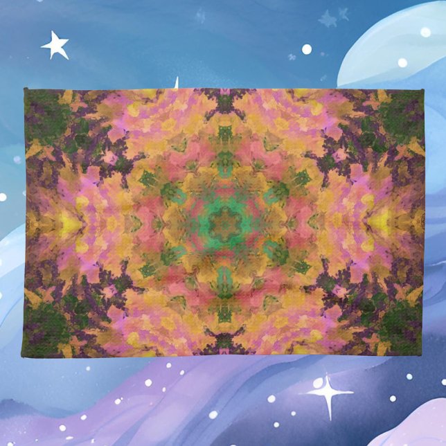 Paño De Cocina Mandala digital amarillo rosa y verde (Subido por el creador)