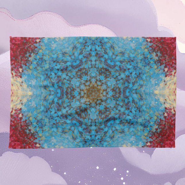 Paño De Cocina Mandala digital azul rojo y amarillo (Subido por el creador)