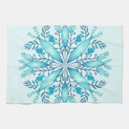 Paño De Cocina Mandala floral - Boho azul turquesa Snowflake