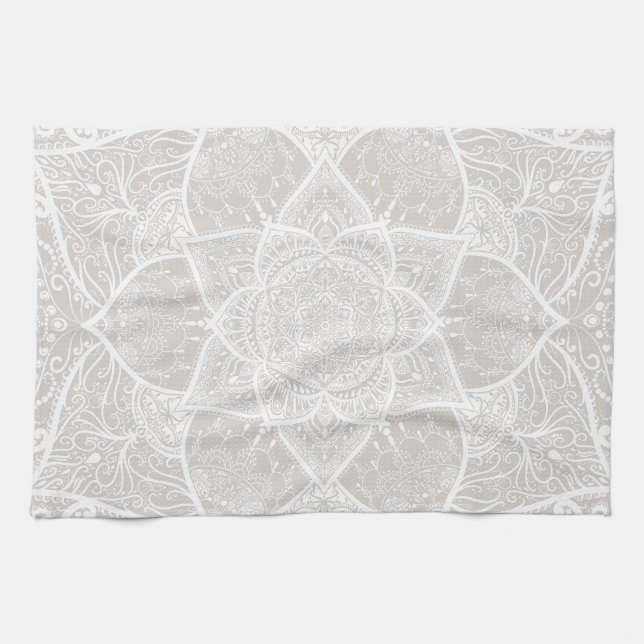 Paño De Cocina Mandala gris y blanco - Loergans en Lynx (Horizontal)