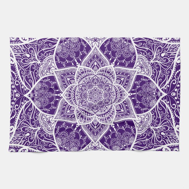Paño De Cocina Mandala morada y blanca - Loergann en Boysenberry (Horizontal)