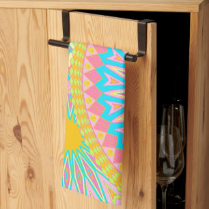 Paño De Cocina Mándala superpuesto rosa azul amarillo menta púrpu