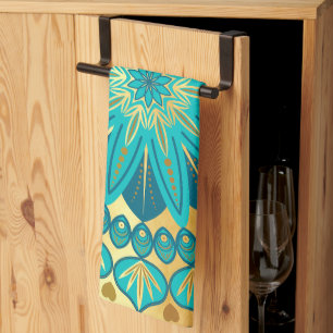 Paño De Cocina Mandalala Flor de Oro Azul