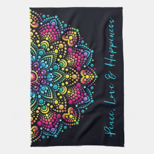 Paño De Cocina Mandalas de puntos pintados con arcoíris