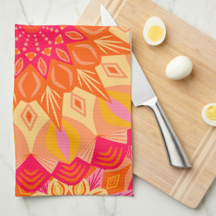 Paño De Cocina Mandalas superpuestas naranja rosa amarillo