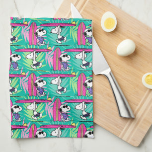 Paño De Cocina Maní   Patrón Verde azulado Snoopy Surf