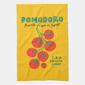Paño De Cocina Mano de tomate Pomodoro dibujada en la cosecha ita