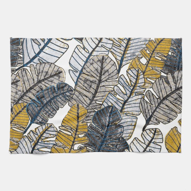 Paño De Cocina Mano dibujada: hojas tropicales (Horizontal)