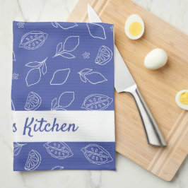Paño De Cocina Mano personalizada dibujada en azul lemones italia