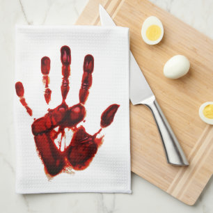 Paño De Cocina Mano Roja de Halloween Espantosa (Estilo No. 2)