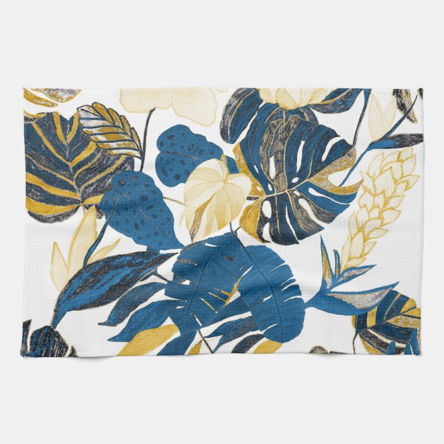 Paño De Cocina Mano tropical dibujada: Patrón creativo sin foco (Horizontal)