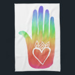 Paño De Cocina Manos curativas Hamsa Corazón Palm Arcoiris<br><div class="desc">Decore su cocina con esta toalla dulce. ¡Hace un gran regalo para el boda o para el ama de casa! Revisa mi tienda por la mano opuesta también. Puede personalizar y agregar texto también. Revisa mi tienda por muchos más colores y patrones!</div>