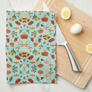 Paño De Cocina Manta con estampado floral y fondo azul claro