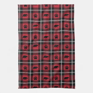Paño De Cocina Mantel de cuadros de franela rojo negro y blanco c
