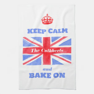 Paño De Cocina Mantén la calma, sigue horneando Union Jack bander