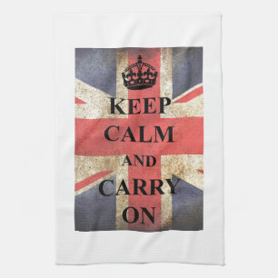Paño De Cocina Mantenga tranquilo para continuar la bandera britá