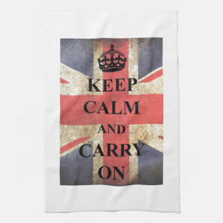 Paño De Cocina Mantenga tranquilo para continuar la bandera britá