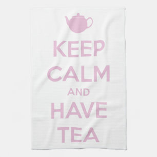 Paño De Cocina Mantenga tranquilo y tenga rosa del té en blanco