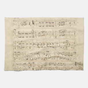 Paño De Cocina Manuscrito de Chopin de música de hojas antiguas