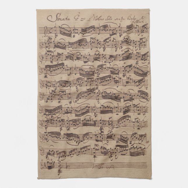 Paño De Cocina Manuscrito de la barra de música de hojas antiguas (Vertical)