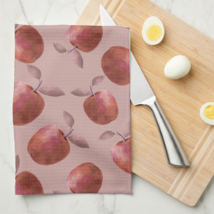 Paño De Cocina Manzanas de invierno con tonos rojos apagados