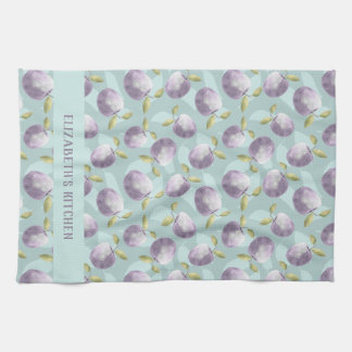 Paño De Cocina manzanas de invierno verde frío y morado personali