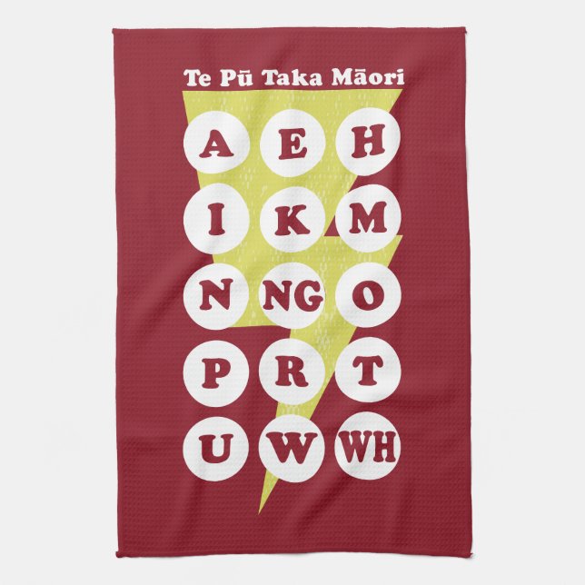 Paño De Cocina Maorí Alphabet Learning Te Reo (Vertical)
