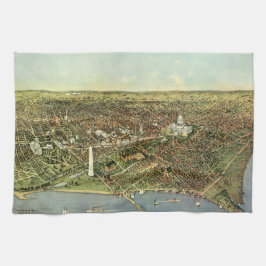 Paño De Cocina Mapa antiguo con vista panorámica de Washington DC