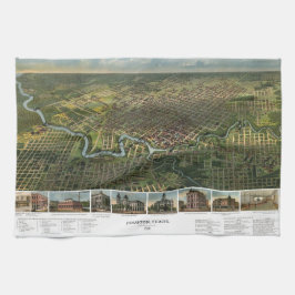 Paño De Cocina Mapa Antiguo de Houston, Texas con el río Buffalo