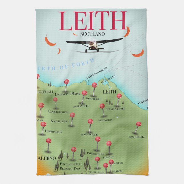 Paño De Cocina Mapa antiguo de Leith Escocia (Vertical)