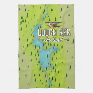 Paño De Cocina Mapa antiguo del lago Ree Irlanda.