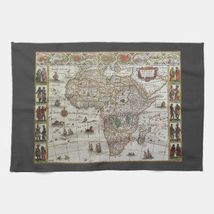 Paño De Cocina Mapa Antiguo del Mundo Antiguo de África por Blaeu