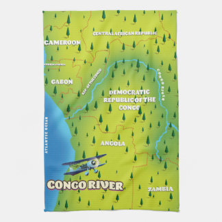 Paño De Cocina Mapa antiguo hermoso del río Congo