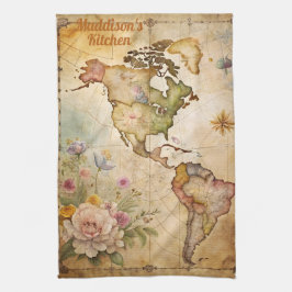 Paño De Cocina Mapa Antiguo Personalizado