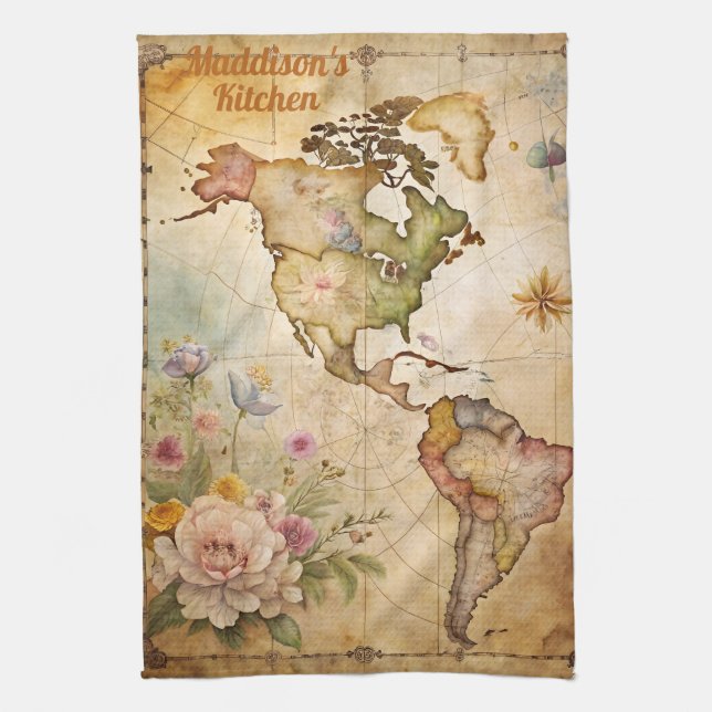 Paño De Cocina Mapa Antiguo Personalizado (Vertical)