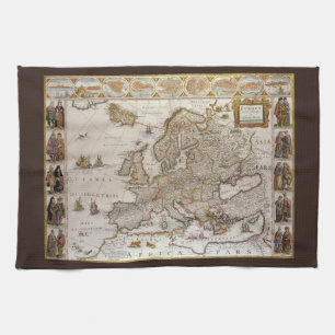 Paño De Cocina Mapa de Antigüedades de Europa por Willem Jansz Bl