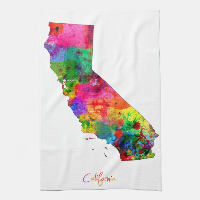 Paño De Cocina Mapa de California (Vertical)