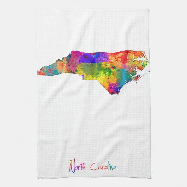 Paño De Cocina Mapa de Carolina del Norte (Vertical)