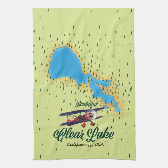 Paño De Cocina Mapa de Clear Lake California EE. UU. (Vertical)