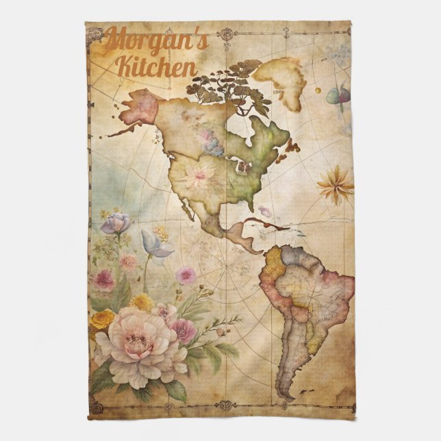 Paño De Cocina Mapa de cosecha personalizada (Vertical)